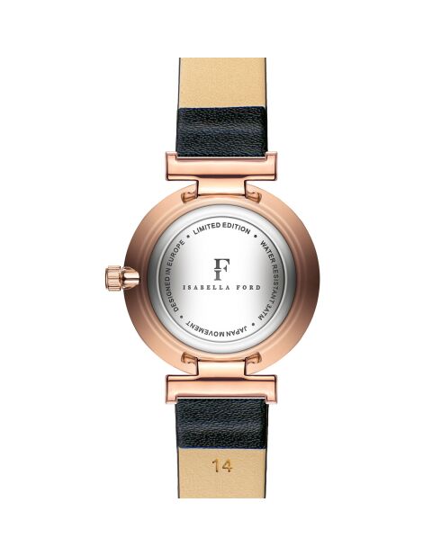 Montre Sophia en Cuir & Diamant noire