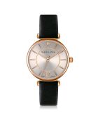 Montre Sophia en Cuir & Diamant noire