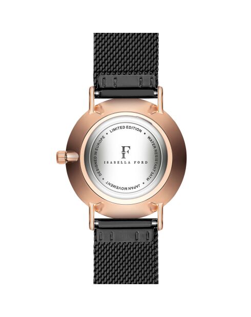 Montre Anna en Acier & Diamant noire
