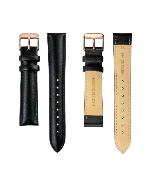 Montre Anna en Cuir & Diamant noire