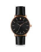Montre Anna en Cuir & Diamant noire