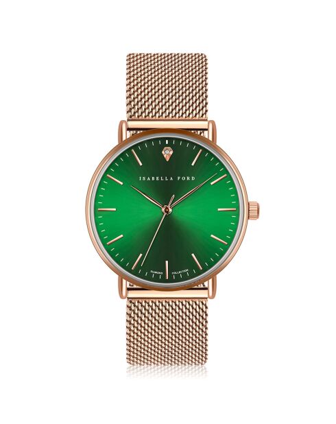 Montre Clémentine en Acier & Diamant rose doré