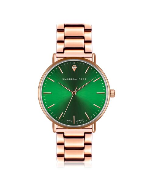 Montre Clémentine en Acier & Diamant rose doré