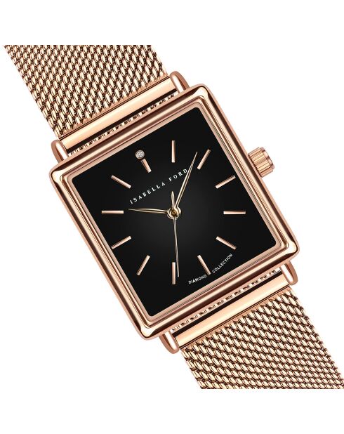 Montre Patricia en Acier & Diamant rose doré