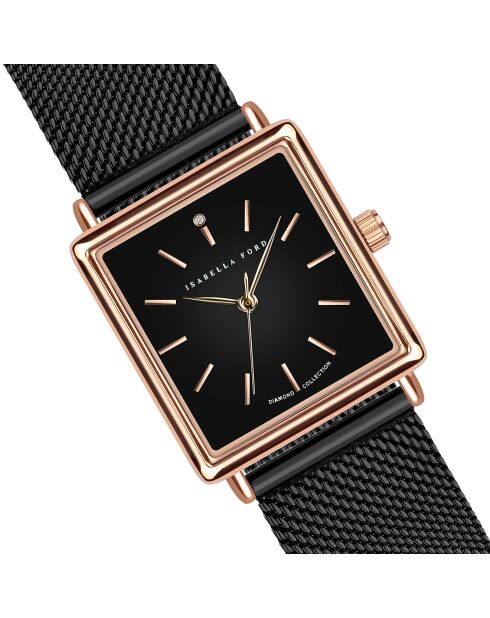 Montre Patricia en Acier & Diamant noire