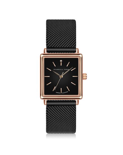 Montre Patricia en Acier & Diamant noire