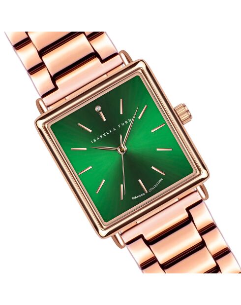 Montre Elisabeth en Acier & Diamant rose doré