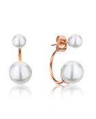 Boucles d'oreilles Amelia en Acier rose doré & Perles