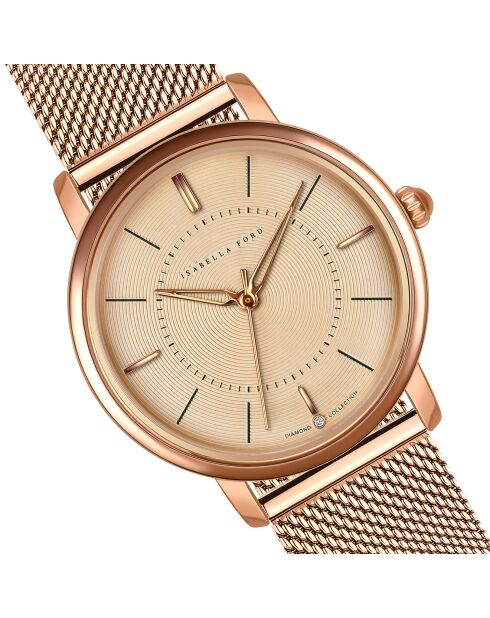 Montre Mathilda en Acier & Diamant rose doré