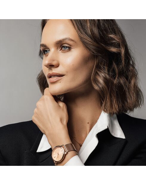 Montre Mathilda en Acier & Diamant rose doré