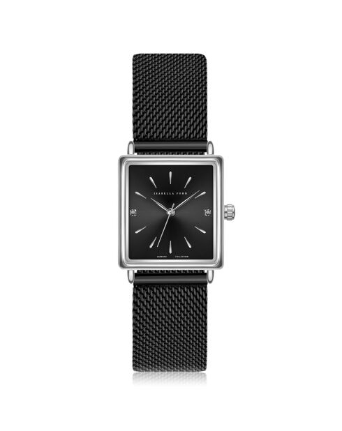 Montre Léa en Acier & Diamants noire