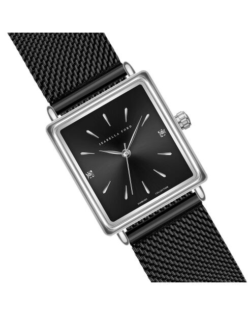 Montre Léa en Acier & Diamants noire
