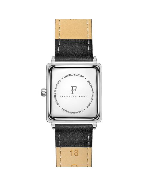 Montre Léa en Cuir & Diamants noire