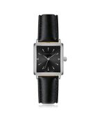 Montre Léa en Cuir & Diamants noire
