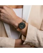 Set Montre Femme 2 Bracelets Naomi en Acier, Cuir & Diamant rose doré/noir