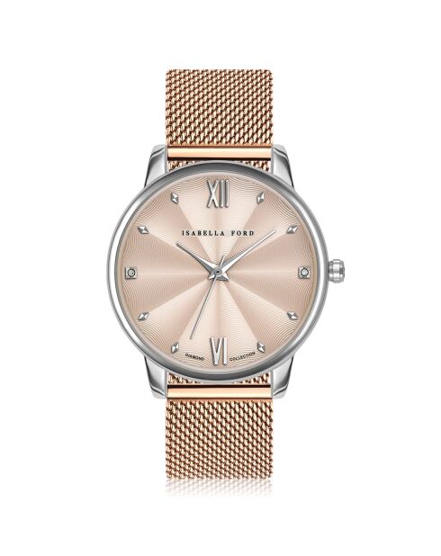 Set Montre Femme 2 Bracelets Skylar en Acier & Diamants argenté/rose doré