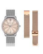Set Montre Femme 2 Bracelets Skylar en Acier & Diamants argenté/rose doré