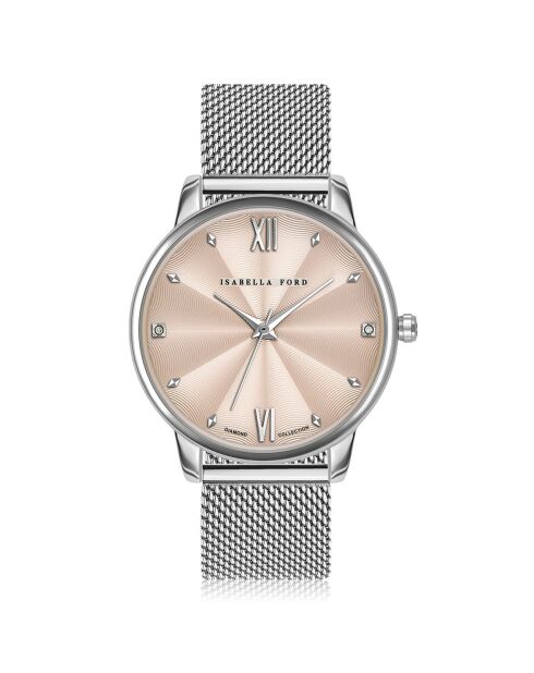 Set Montre Femme 2 Bracelets Skylar en Acier & Diamants argenté/rose doré