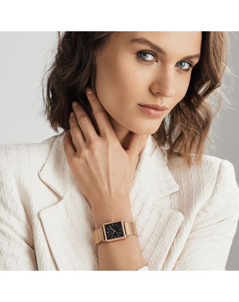 Montre Patricia en Acier & Diamant rose doré