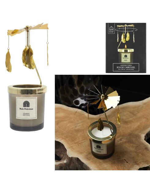 Bougie parfumée Carrousel noir/doré - 7x8x7 cm