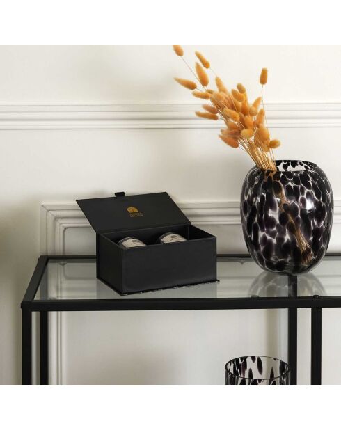 Coffret 2 bougies parfumées Lounge noir/doré - 7x8x7 cm