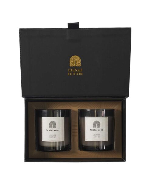 Coffret 2 bougies parfumées Lounge noir/doré - 7x8x7 cm