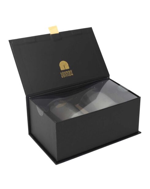 Coffret 2 bougies parfumées Lounge noir/doré - 7x8x7 cm