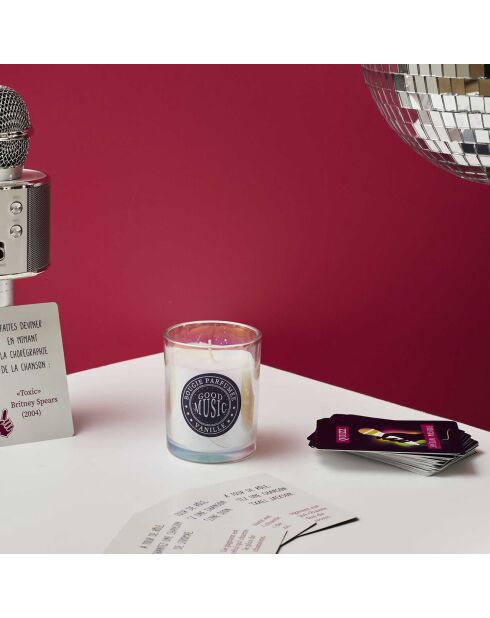 Bougie parfumée & 54 cartes Quizz musique bleu/violet