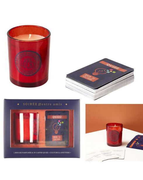 Geurkaars en meerkleurige Quiz Culture-kaart