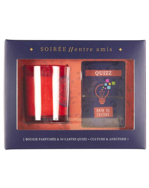 Geurkaars en meerkleurige Quiz Culture-kaart