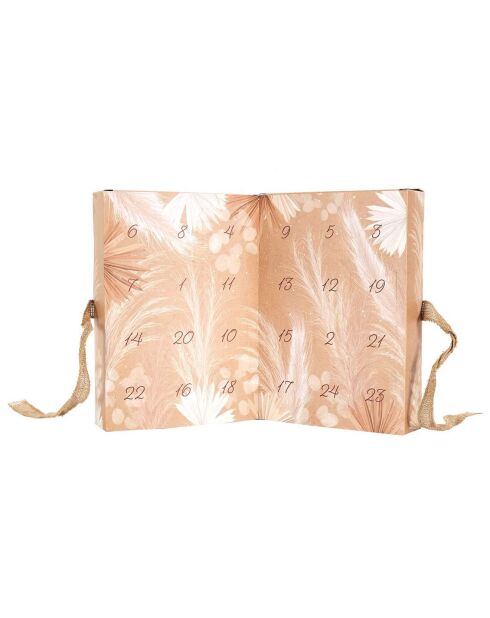 Adventskalender 24 Duftkerzen weiß/braun - 21,4x30,5x12 cm