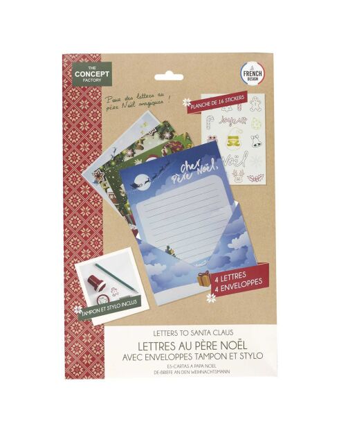 4 cartas a Papá Noel para decorar en negro/blanco/rojo - 23x31x2 cm
