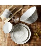 2 Bols en Porcelaine motif faïence blanc/taupe - D.14 cm