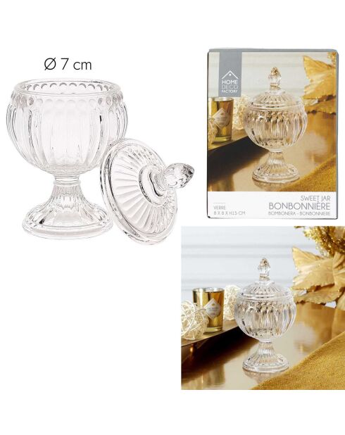 2 Bombonnières ronde sur pieds transparentes - D.8 cm