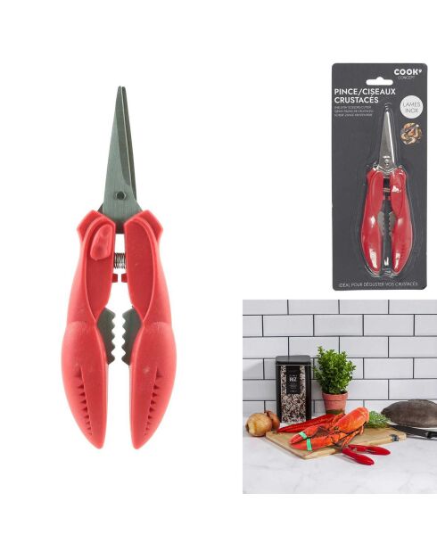 Forbici a clip per crostacei rosse - 17,8x2x5,5 cm