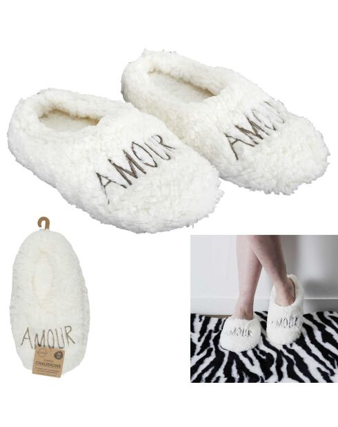 Ballerines Sherpa blanche - 13.5x30x7 cm