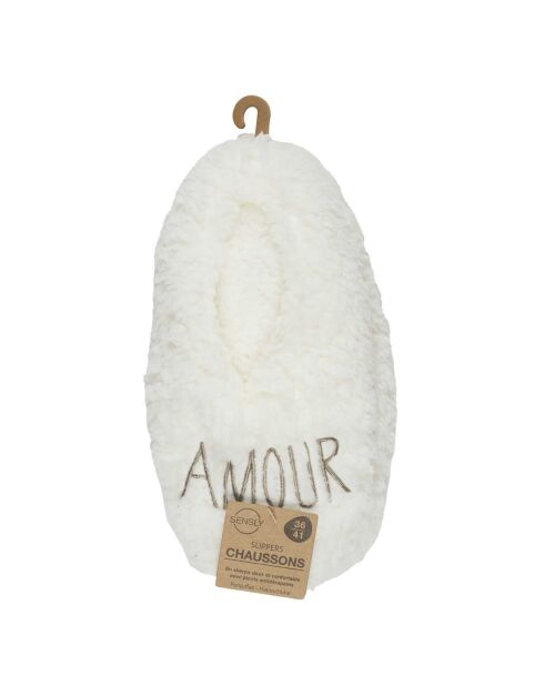 Ballerines Sherpa blanche - 13.5x30x7 cm