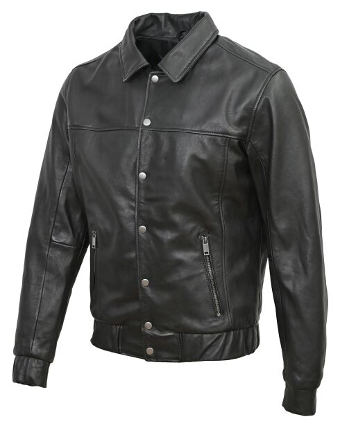 Veste en Cuir Yan noire