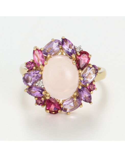 Aysel 0.022 ct diamanten ring en 5,16 kt meersteens geelgoud