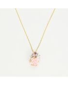 Pendentif Aksaray Améthyste rose 0.16 ct, Rhodocrosite 0.06 ct, Topazes bleues 0.335 ct & Nacre or jaune