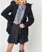 Parka Lorraine en toile de Coton fourrure Raccoon noire