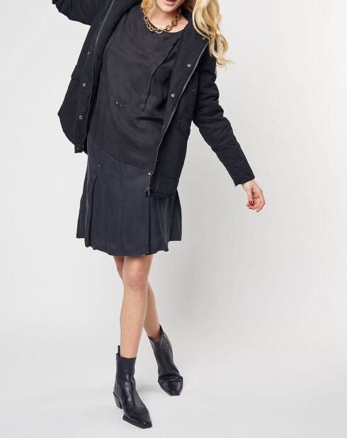 Parka Laurence en toile de Coton Fourrure noire