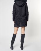 Parka Leon en toile de Coton Fourrure noire