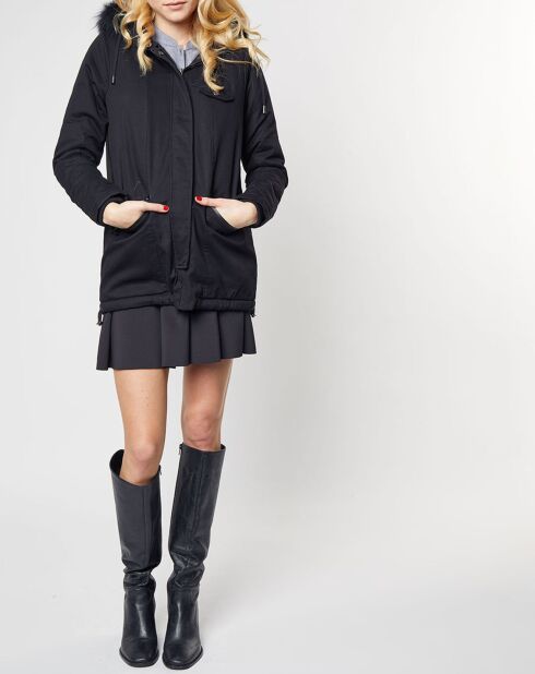 Parka Leon en toile de Coton Fourrure noire