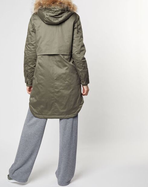 Manteau Louve capuche Fourrure army