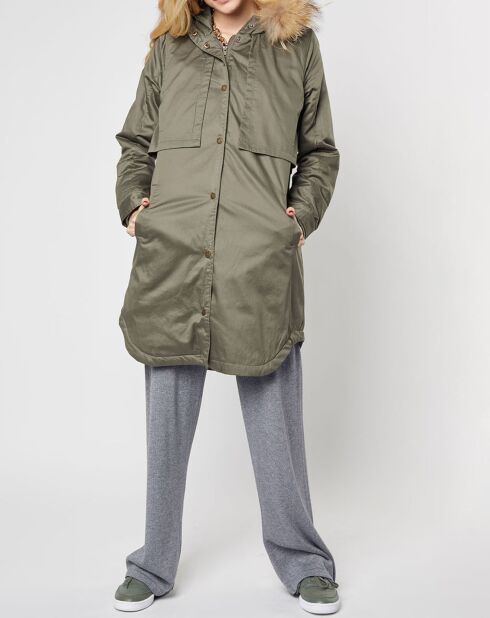 Manteau Louve capuche Fourrure army