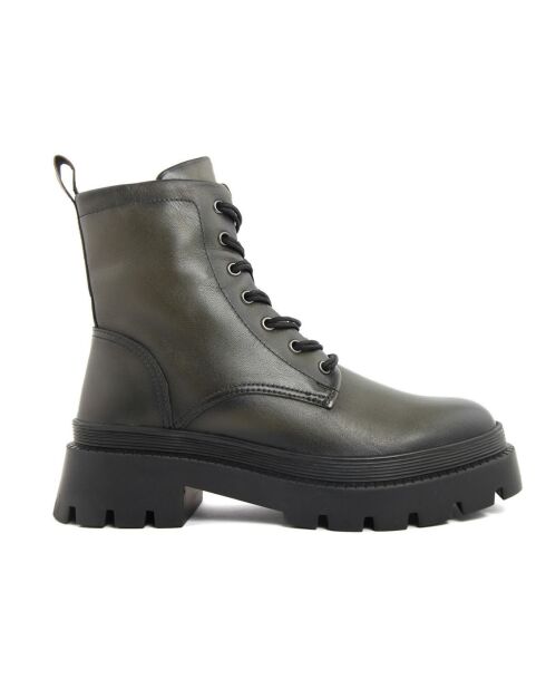 Boots en Cuir Enola olive