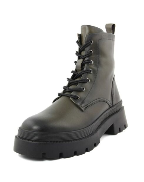 Boots en Cuir Enola olive