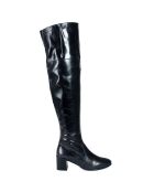 Cuissardes en Cuir Jama noires  - Talon 6 cm