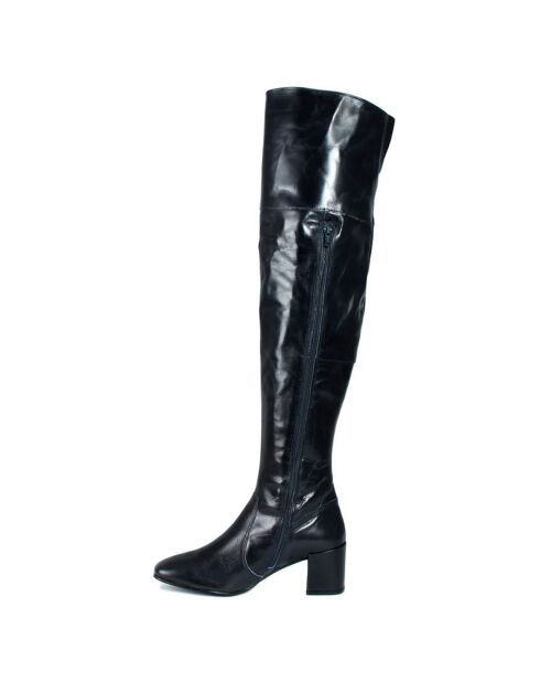 Cuissardes en Cuir Jama noires  - Talon 6 cm